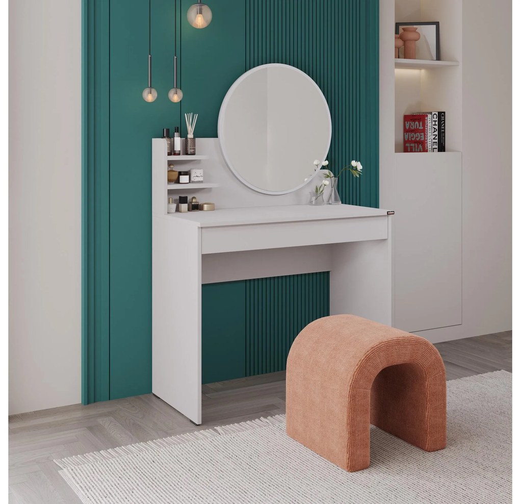 Toaletný stolík Trinity 2 (biela) (so zrkadlom). Akcia -19%. Vlastná spoľahlivá doprava až k Vám domov. 1109420