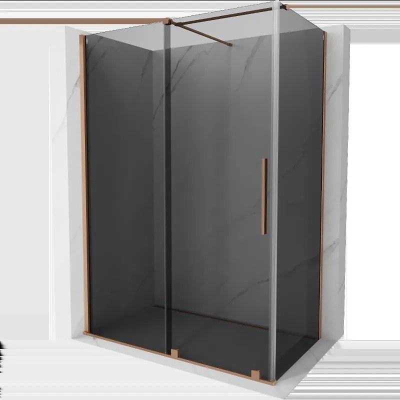 Mexen Velar sprchovací kút posuvný 160 x 75 cm, grafit, brúsená meď - 871-160-075-41-65