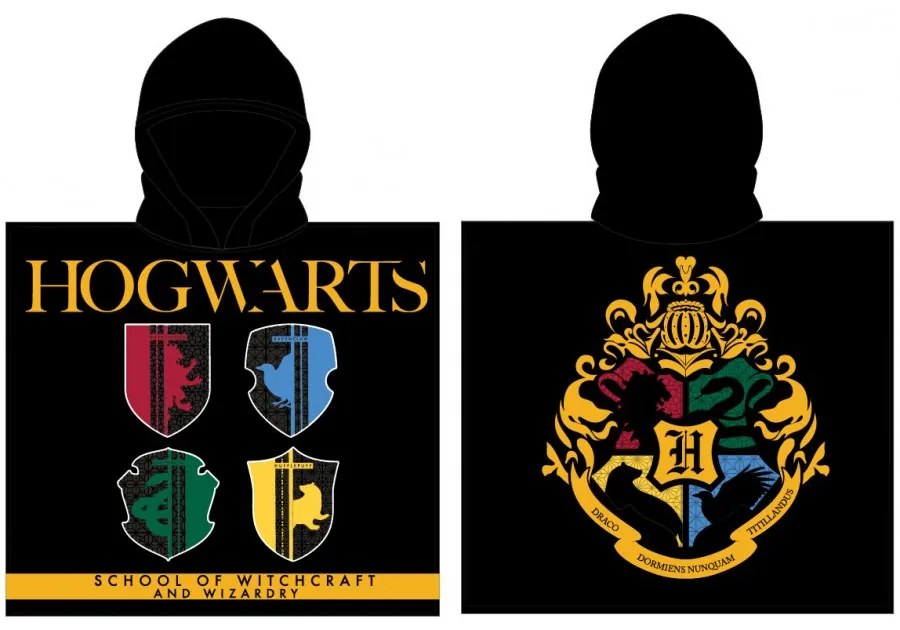 Detské plážové pončo - osuška s kapucňou Harry Potter - 55 x 110 cm