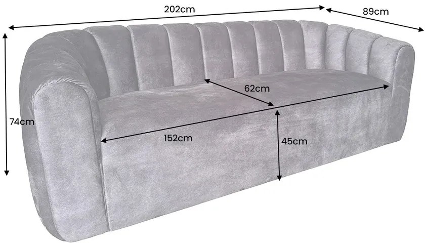 Pohovka BABYLON 200 cm velvet béžová