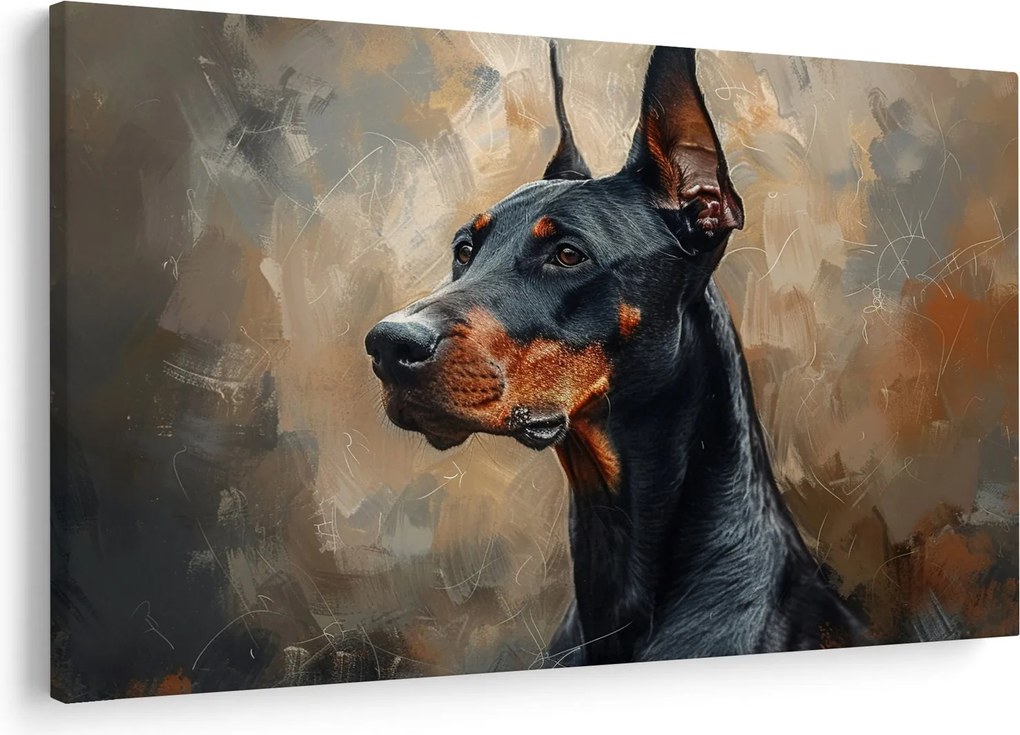 Obraz - Portrét Dobermana (90x60 cm)