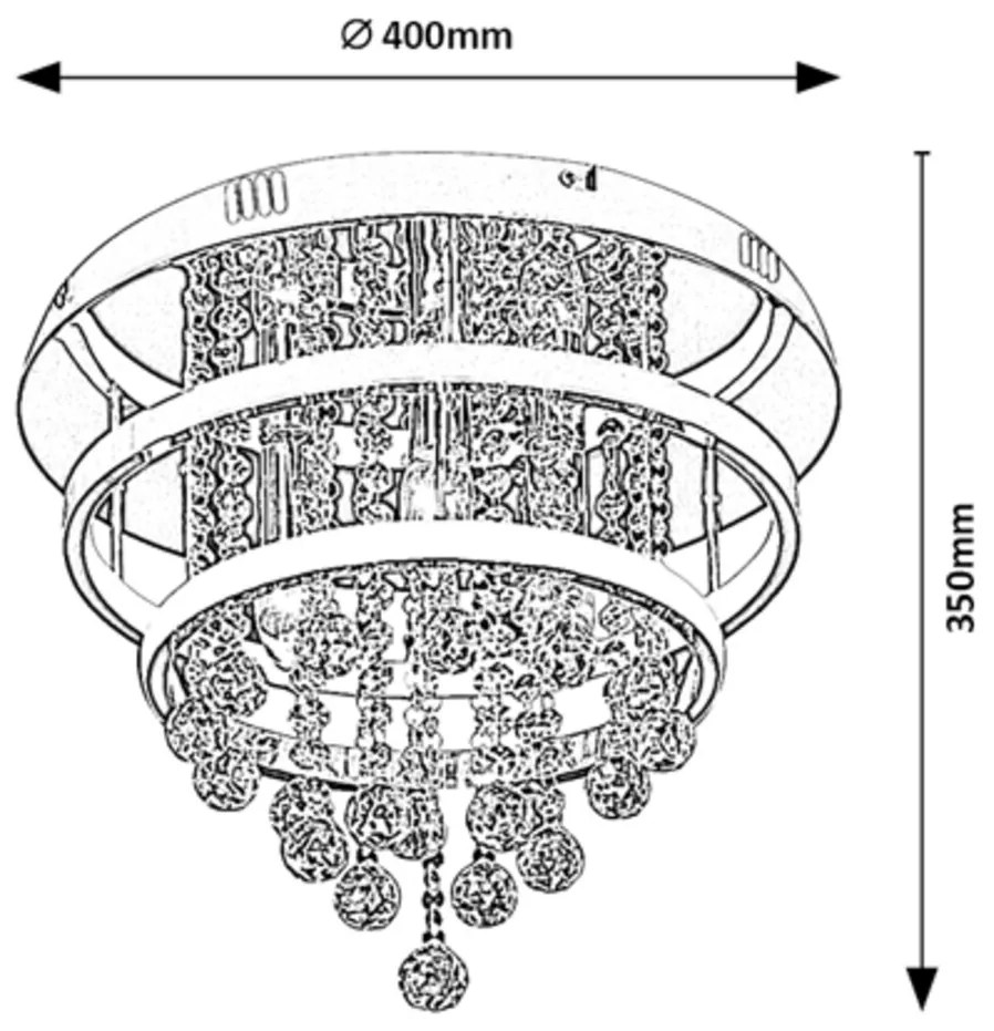 RABALUX Prisadené stropné LED osvetlenie s krištáľmi PALLAS, 32W, 3xE14, 40W, denná biela, chrómované
