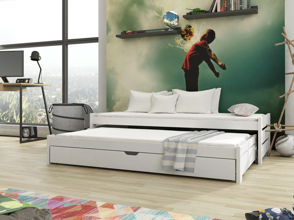 Detská posteľ 80 x 180 cm ANISSA (s roštom a úl. priestorom) (biela). Akcia -10%. Vlastná spoľahlivá doprava až k Vám domov. 1013001