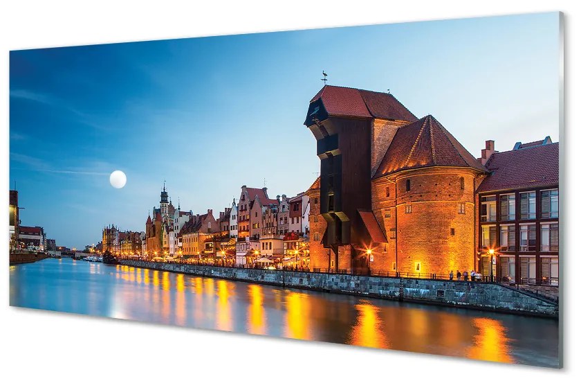 Obraz na akrylátovom skle Rieka noc gdańsk staré mesto 100x50 cm 2 Prívesky