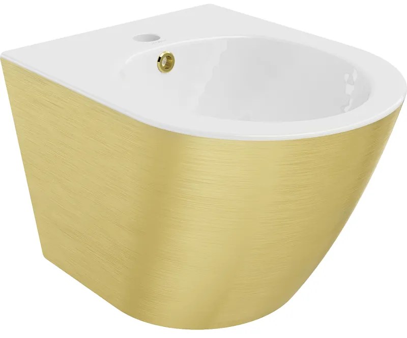 Mexen Lena, závesný bidet 480x370x325 mm, biela - zlatý vzor, 35224807