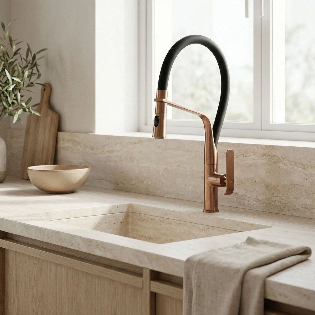 Rea Castor, kuchynská batéria flexibilná vysoká, medená matná, REA-B4320