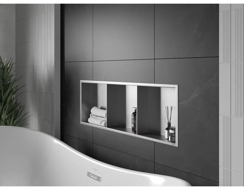 Mexen X-Wall-R, polička na zapustenie na obklad s golierom 90 x 30 cm, oceľová, 1910903010S