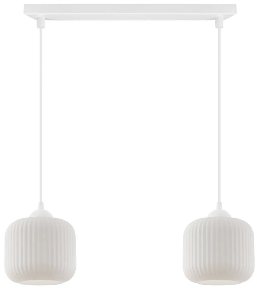 Závesné svietidlo Riffle, 2x biele sklenené tienidlo, w