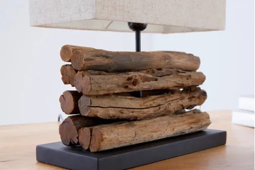 Stolová lampa 19477 Masív drevo/Bežová - Komfort-nábytok