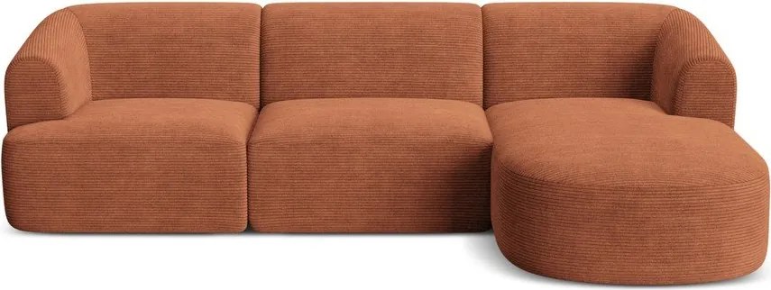 Menčestrová rohová pohovka v terakotovej farbe (pravý roh/s leňoškou) Campi – Cosmopolitan Design