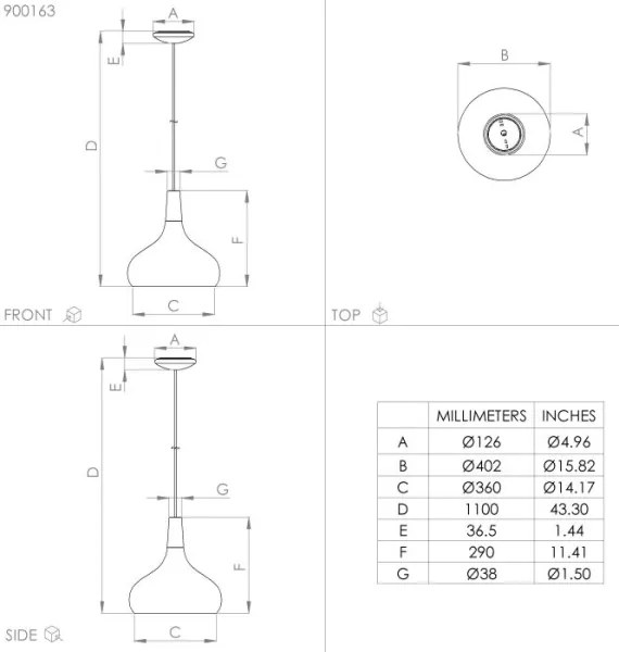 Eglo 900163 - Luster na lanku SABINAR 1xE27/40W/230V pr. 40 cm