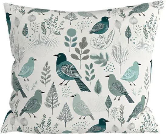 Bavlnená obliečka na vankúš LEAFBIRD POLY 45x45 cm, bielo-zelená