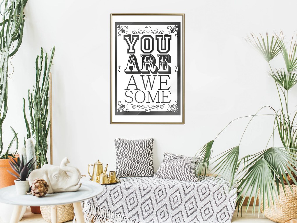 Artgeist Plagát - You Are Awesome [Poster] Veľkosť: 30x45, Verzia: Zlatý rám s passe-partout