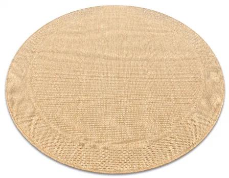 Okrúhly koberec TIMO 5979 SISAL vonkajšie rám tmavo béžová Veľkosť: kruh 200 cm