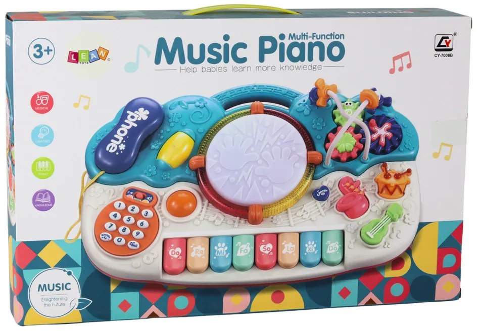 Lean Toys Interaktívne vzdelávacie piano - červené