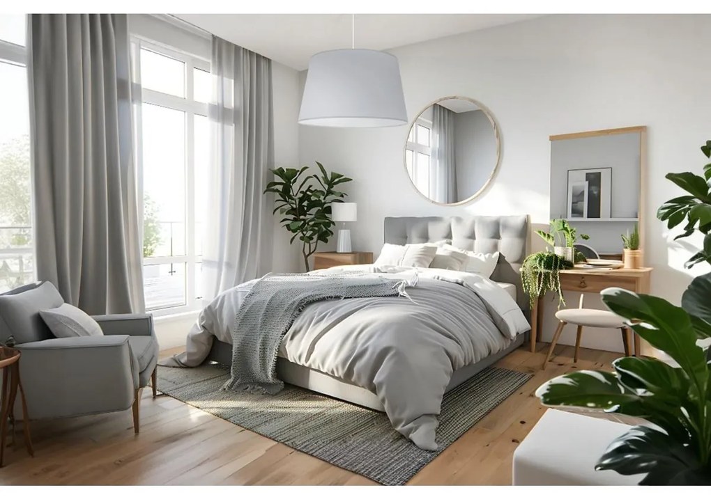 Závesné svietidlo Gaja, 1x svetlosivé textilné tienidlo, (fi 44cm), w