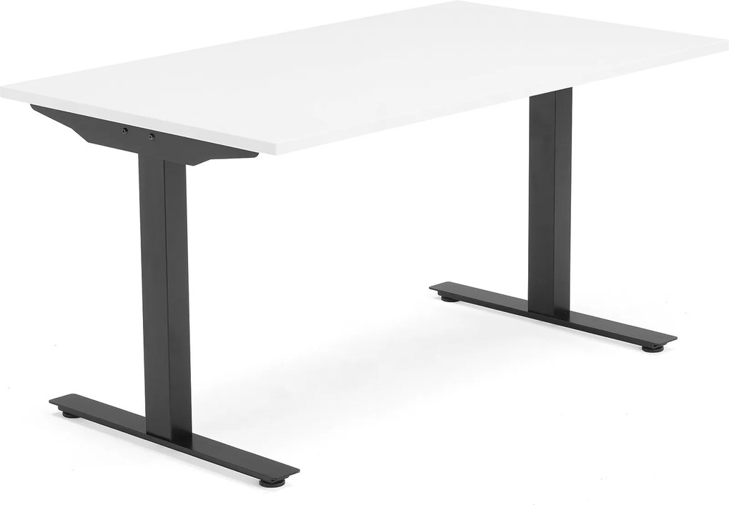 Kancelársky pracovný stôl Modulus, T-rám, 1400x800 mm, biela/čierna