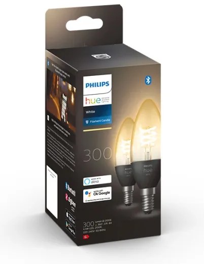 SADA 2x LED Stmievateľná žiarovka Philips Hue WHITE FILAMENT E14/4,5W/230V 2100K