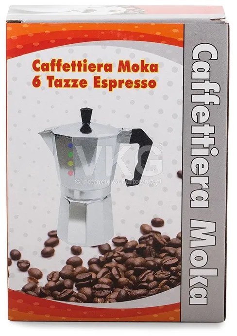 Verk 07038 Moka kanvica na 6 káv - 300 ml, strieborná