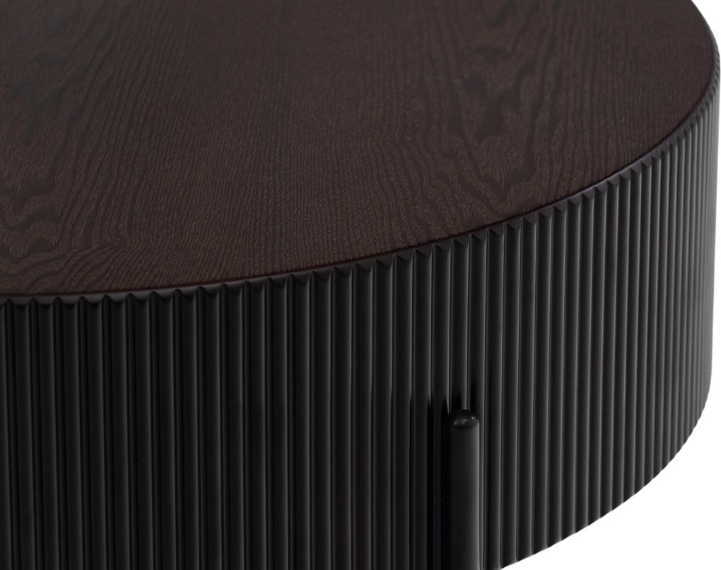 Kávový stolík Corbi 80 cm do obývačky - tmavý orech / čierny mat