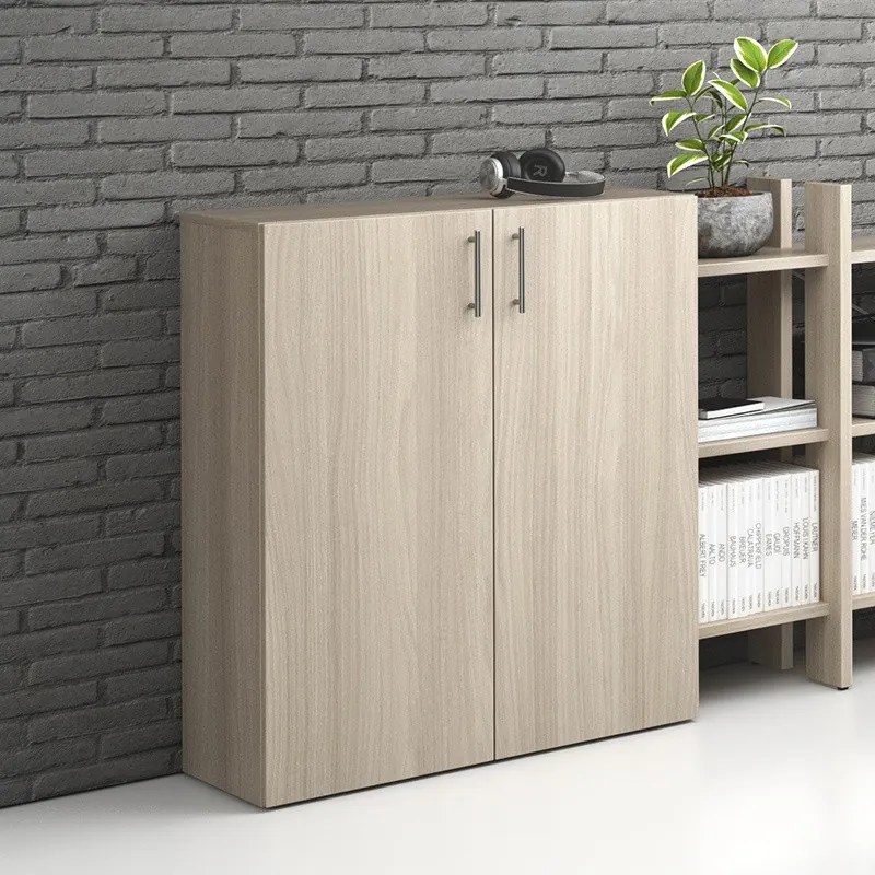 Kancelárska skriňa nízka SOLID, 800 x 400 x 1080 mm, dub prírodný