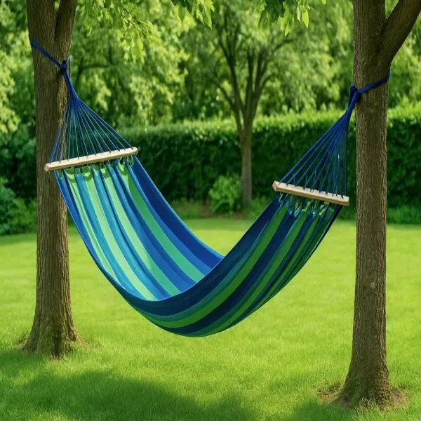 Hojdacia sieť Hamaka 250 x 100 cm zeleno-modrá