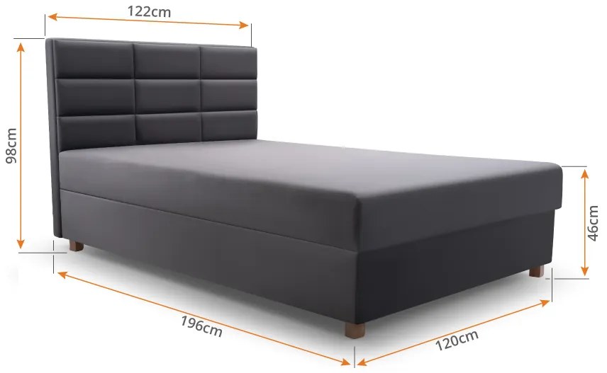 Jednolôžková posteľ 120 cm Picasso II (sivá) (s úl. priestorom a matracom) . Akcia -20%. Vlastná spoľahlivá doprava až k Vám domov. 1071512