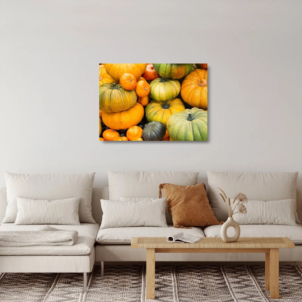 Sklenený obraz - Jesenná tekvica (70x50 cm)