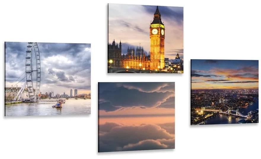 Set obrazov nočný romantický Londýn - 4x 60x60