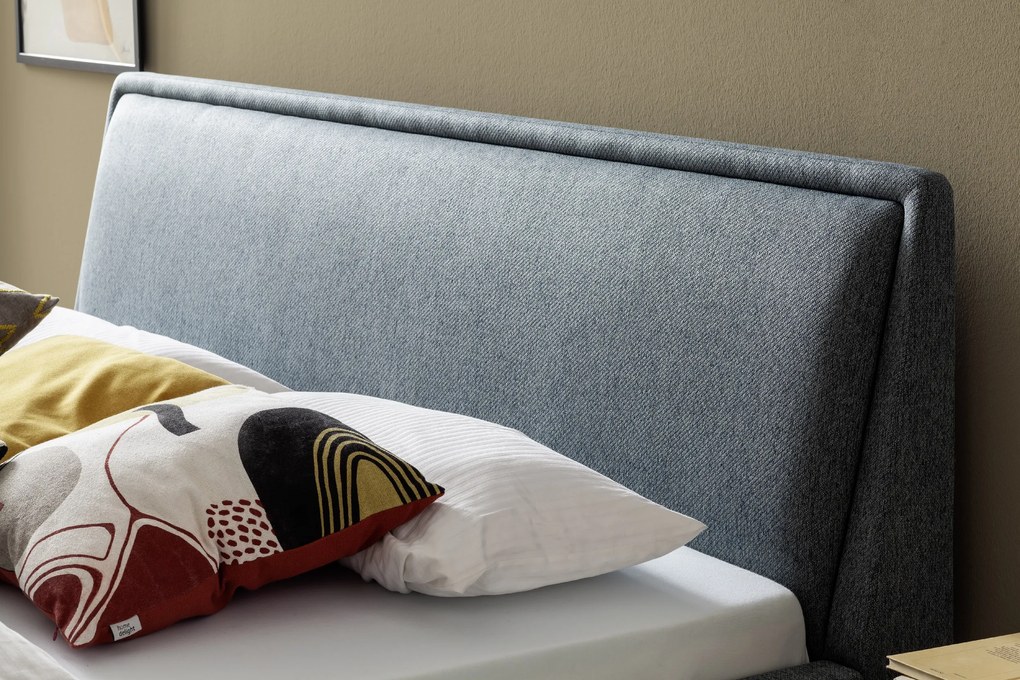 Čalúnená posteľ FRIEDA 160x200 s úložným priestorom, modrá Barva: drevo