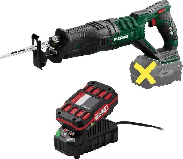 Parkside® Aku chvostová píla 20 V Pssa 20-Li B2 + Akumulátor 20 V 2 Ah + Nabíjačka 20 V 2,4 A (800011845)
