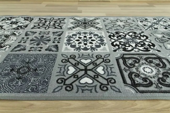 Protišmykový behúň Patchwork - sivý