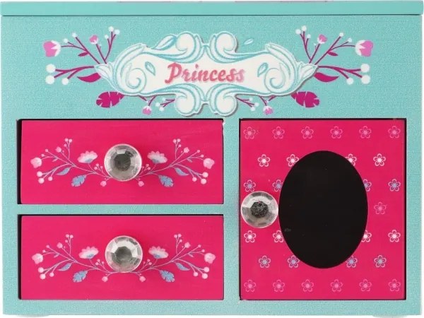 Šperkovnica so zrkadlom PRINCESS ružová/modrá