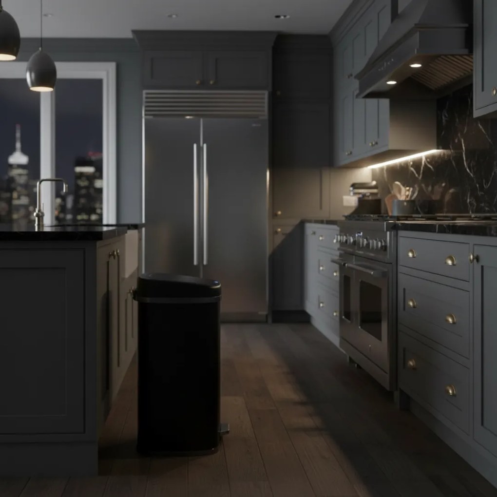 Senzorový odpadkový kôš DEUS, 58 litrov, čierna Jurhan