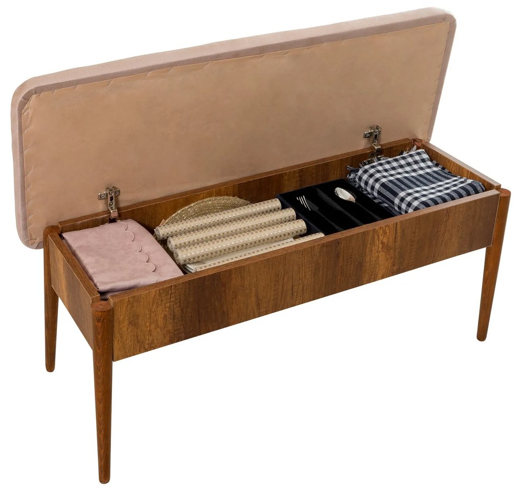 Lavica VINA s úložným priestorom 110 cm orech/béžová