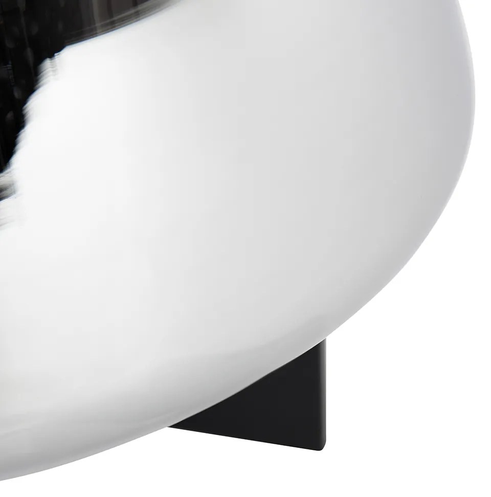 Art Deco stolná lampa čierna s dymovým sklom 30 cm - Kevin