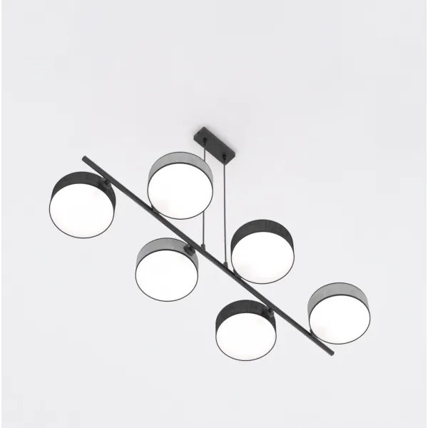 Závesný luster na lanku DRUMZ 6xE14/10W/230V čierna/šedá