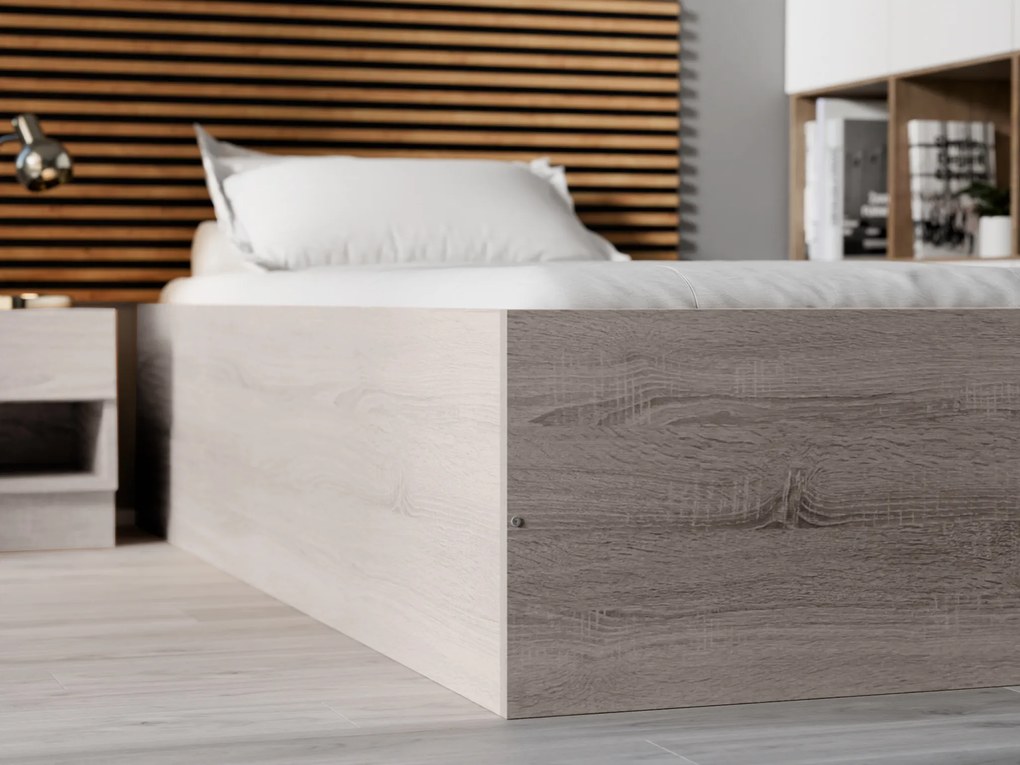 Posteľ BELLA 90x200 cm, dub hľuzovka Rošt: Bez roštu, Matrac: Matrac SOMNIA 18 cm