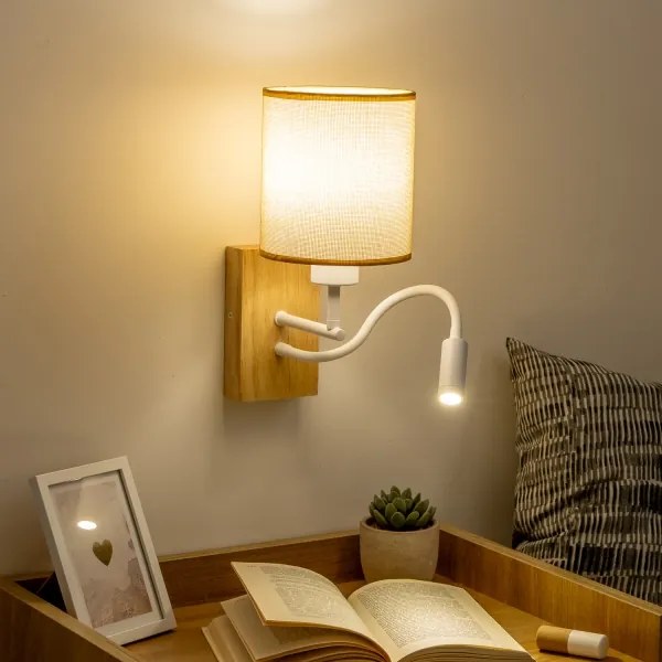 Brilagi - LED Nástenná lampa NUBILA WOOD 1xE27/25W/230V +LED/3W dub/svetlohnedá