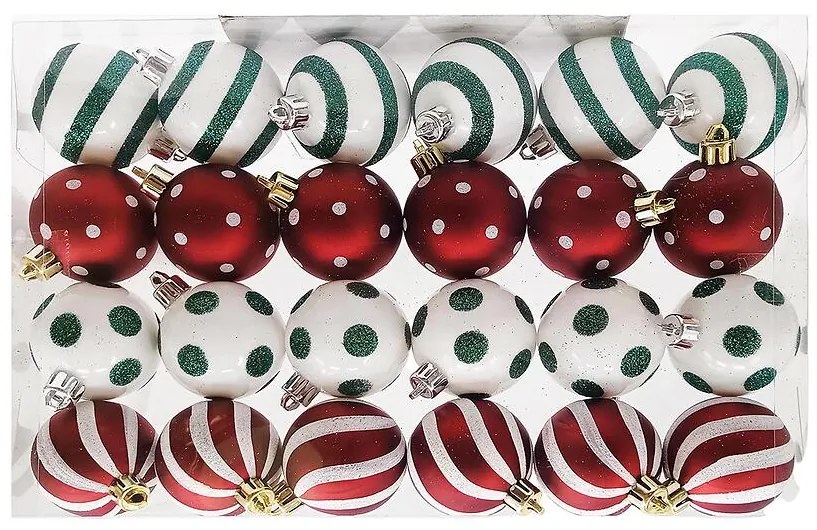 Súprava 24 vianočných gúľ 5 cm mix b24