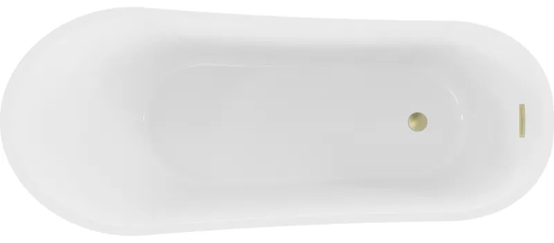 Mexen Alta, voľne stojaca vaňa 170 x 75 cm, biela-čierna, zlatý matný prepad, 52141707575-55
