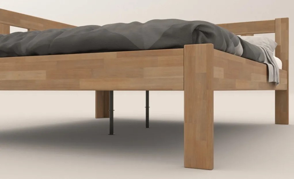 Rohová posteľ so zástenou vľavo Tema L 180x200 cm, prírodný buk