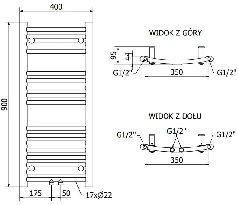 Mexen Ares, vykurovacie teleso 900 x 400 mm, 312 W, biela, W102-0900-400-00-20