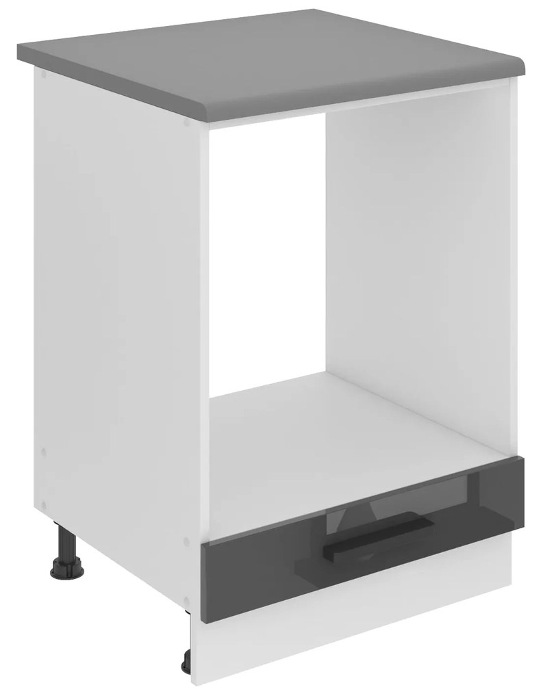Kuchynská skrinka Belini Premium Full Version spodná pre vstavanú rúru 60 cm šedý lesk s pracovnou doskou