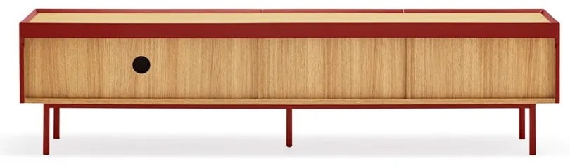 Červený TV stolík v dekore duba 180x45 cm Arista – Teulat