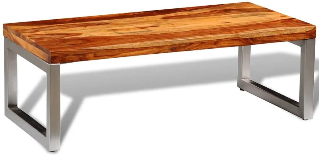 242124 Edco Konferenčný stolík z dreveného masívu sheesham s oceľovými nohami