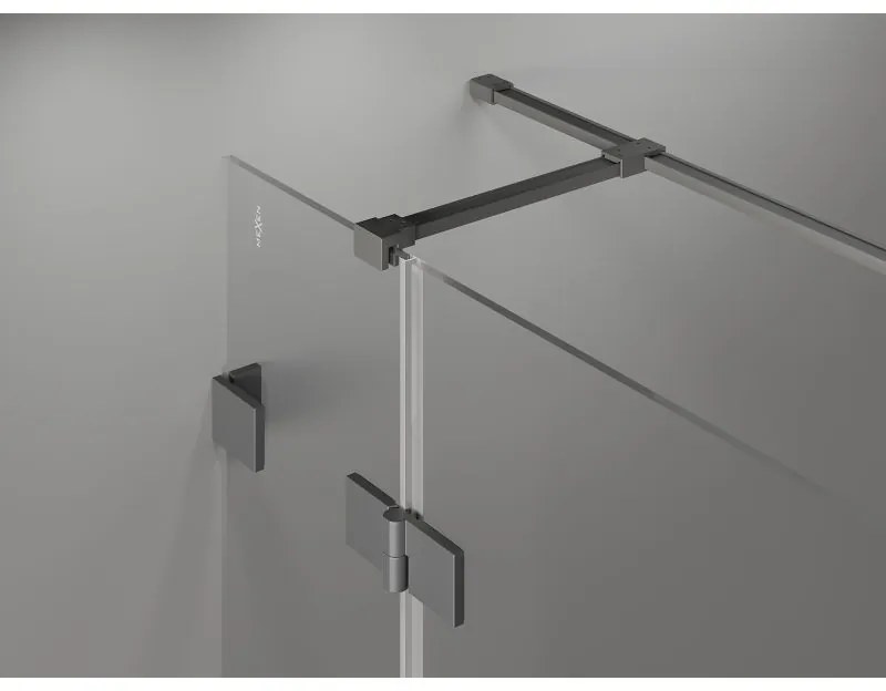 Mexen Lunar T výklopný sprchový kút pravý 115 x 110 cm, číre sklo, grafitová, 834T-115-110-95-00-P