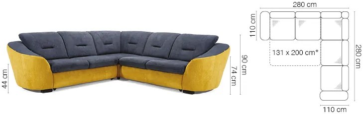 Designová sedacia súprava Walter M Roh: Orientace rohu Levý roh