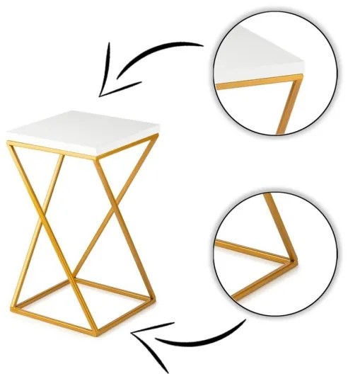 Stojan na kvety LOFT 40x24 cm zlatá/biela