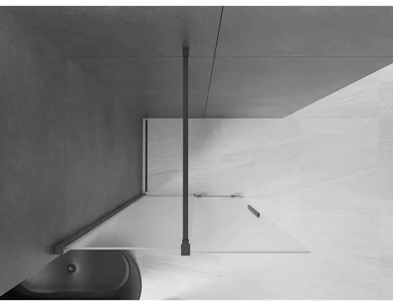 Mexen Velar, sprchová zástena s posuvnými dverami Walk-in 75 x 200 cm, 8mm sklo námraza, brúsený grafit, 871-075-000-33-95
